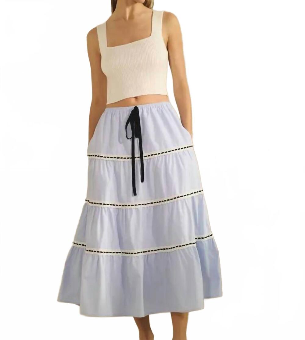 NEW ODDI poplin midi skirt in light blue